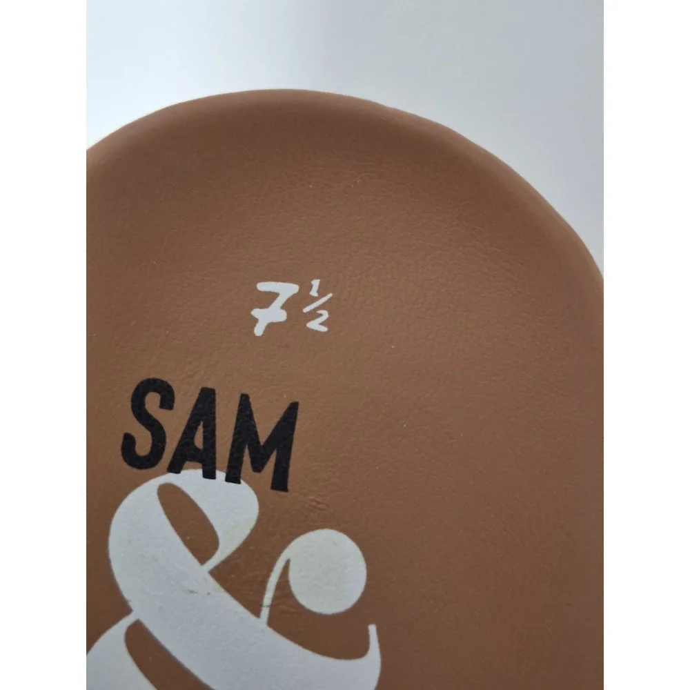Sam & Libby Women's Alexander Neutral Thong Sandals Logo Flats 7.5 Brown Resort